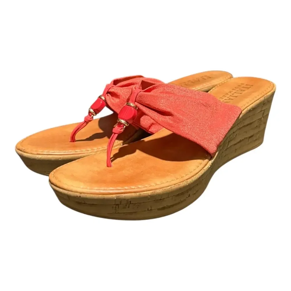 Italian Shoemakers Pink Bow Slide Sandals Women’s 9.5 Casual Summer Flip Flops - Picture 1 of 10
